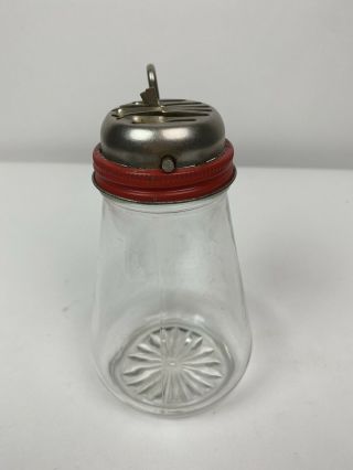 Vintage Retro Nut Chopper Grater Grinder Red Metal Lid,  Glass Bottle,  Turn Key 3