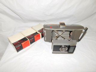 Vintage Polaroid Land Camera With 3 Boxes Nos Film 75 Speed Instant Photography