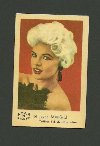 Jayne Mansfield Vintage Movie Film Star 1950s Swedish Card D16