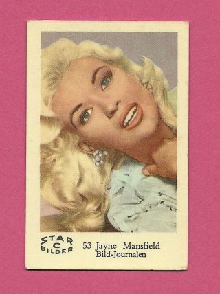 Jayne Mansfield Vintage Movie Film Star Card From Sweden C53