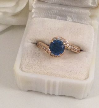 Vintage Jewellery Gold Ring Blue And White Sapphires Antique Deco Jewelry Size 9