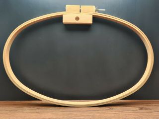Vintage Wooden Wood Oval Embroidery Needlepoint Hoop Measures 27 " X 18 "