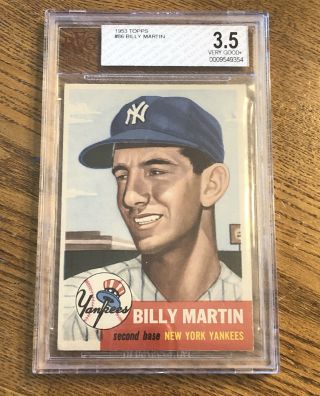 1953 Topps Billy Martin 86 Baseball Card Bvg 3.  5