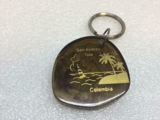 Vintage Souvenir Key Ring San Andres Island Keychain Colombia Ancien Porte - Clés