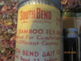 VINTAGE SOUTH BEND BAMBOO FLY ROD 4 PC 2 TIPS 8 FT6 INCHES 2