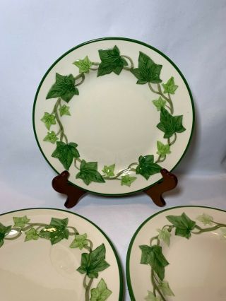 3 Vintage Early 1950s Franciscan Ivy 9 1/2 " Dinner Plates Made In California