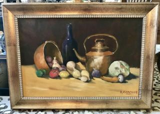 Vintage " Still Life Fruit " Framed Oil Painting
