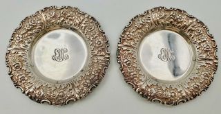 Antique (2) Tiffany & Co.  Sterling Silver Nut Dish 3 - 1/4 " Diameter Pattern 9848