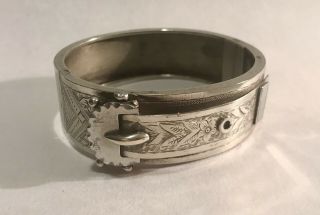 Antique Victorian Aesthetic Edwardian Silver Buckle Cuff Bracelet