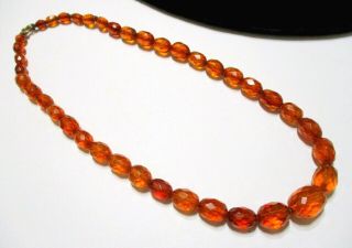 Gorgeous Antique Art Deco Amber Graduated Faceted Bead Necklace