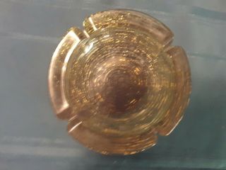 Vintage Gold Amber Glass Ashtray Round Retro 8 In.