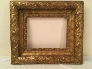 Antique Picture Frame Wood W/ Gesso Gold Gilt 8x10 " Opening