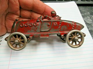 Antique 1920 - 30s Cast Iron Ac Williams Red Boat Tail Race Car 5 1/2 " Long