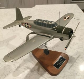 Bt - 13 Us Army Airplane Vultee Flown By Lt Kenneth V Carle Wooden Model On Stand
