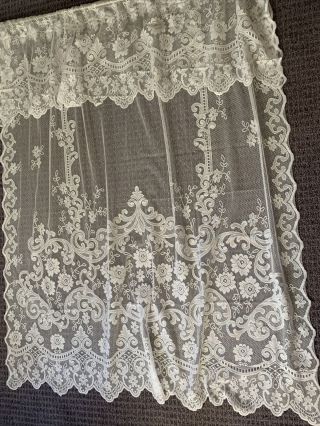 Vintage White Lace Curtain Panel Valance Attached 62” L X 57”w Usa Made