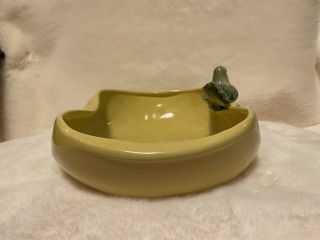 Vintage Yellow And Green McCoy Bird Bath Planter Oval Bowl 10 1/4 inches Long 2