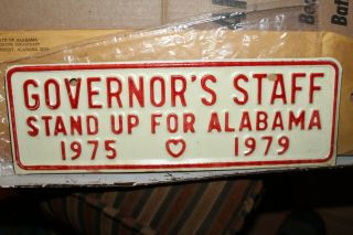 Vintage Governor ' s Staff Stand Up For Alabama License Plate 1975 1979 Tag NOS 3