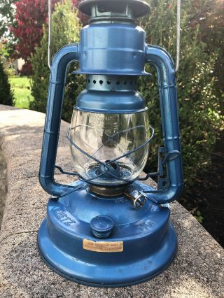 Vintage Dietz Little Wizard No.  1 Blue Kerosene Lantern Lamp -
