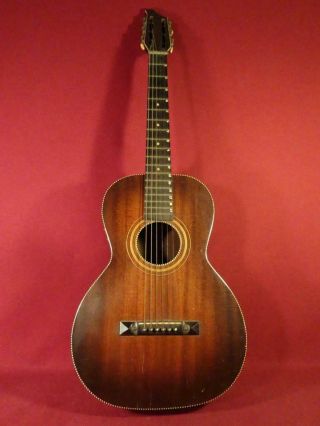 Antique Vintage Hawaiian Parlor Guitar With Inlay For Restoration