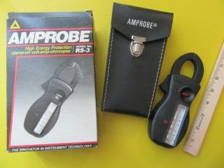 Vintage Amprobe Ultra Rs - 3 Rotary Clamp - On Amp Meter (with Case And Box)