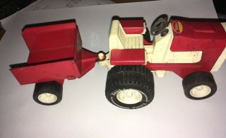 Vintage Tonka Red And White Lawn Tractor With Attached Trailer/wagon