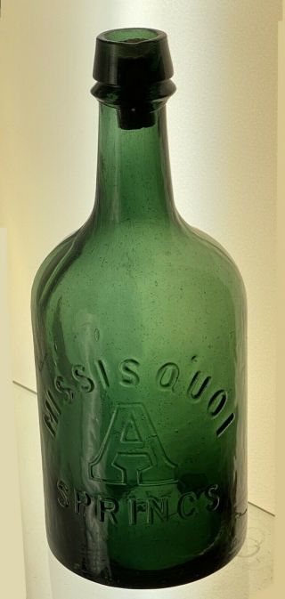 Antique Big Qt Size Bottle Missisquoi Springs Saratoga Mineral Water B - Green Wow