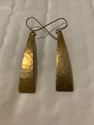 Marjorie Baer Brass Bronze Hammered Vintage Dangle Earrings J22