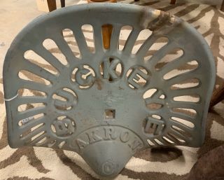 Vintage Antique Cast Iron Metal Buckeye Akron Aultman Miller & Co.  Tractor Seat