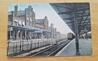 Vintage Postcard Germany Stendal Bahnhof Train Station Rr