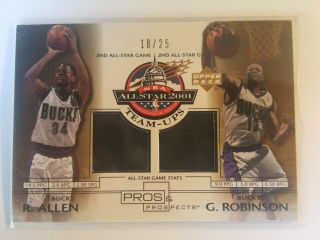 2001 - 02 Upper Deck Pros And Prospects Ray Allen - Glen Robinson Dual Jersey 18/25