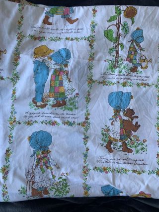 Vintage Holly Hobbie Twin Flat Sheet Bed Linens 1970s American Greetings