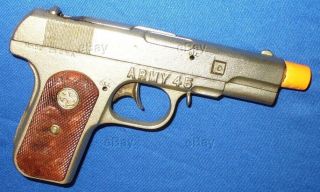 Estate Vintage Hubley Cast Iron Capgun Pistol Auto Cap Gun Toy Antique Army 45