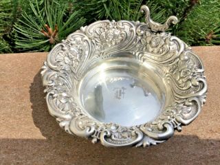 Sterling Silver Repousse Sauce Bowl With Spoon Rest James T.  Woolley Co.  1910