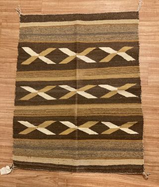 Antique Vintage Navajo Rug Weaving Textile Chinle Style Crystal Arizona Info Tag