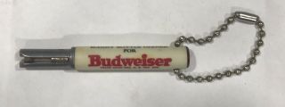 Scarce Vintage Budweiser Beer Keychain Bullet Style Handy Bottle Opener