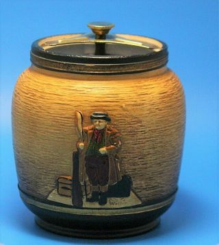 Antique Bretby Art Pottery Tobacco Jar With Lid Weller Dickens Design