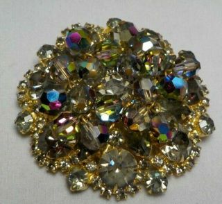 Vintage Aurora Borealis Crystal Rhinestone Brooch Pin