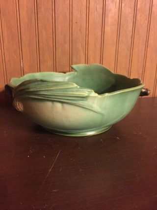 Vintage Green Roseville Pottery Pinecone Bowl 355 - 8 Antique 1930’s Art Deco