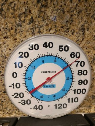 Vintage Jumbo Dial The Ohio Thermometer Co 12 " Wall Thermometer