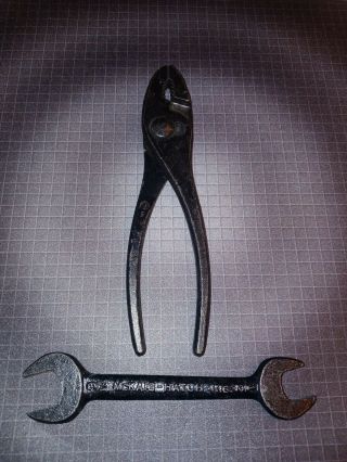 Vintage Mckaig Hatch 6 - 1/4 " Slip - Joint Pliers,  & 1/2 " - 9/16 " Open Wrench Usa
