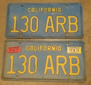 1974 Vintage California License Plate Matched Set