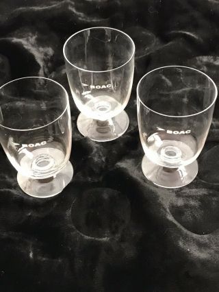 3 Vintage Boac Airlines Glass - 2 1/4” X 3 1/4” - Frosted Speedbird Boac Logo