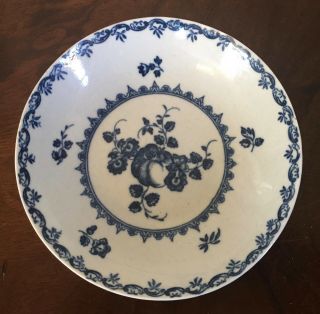 Antique 18th C.  Worcester Porcelain Tea Saucer Plate Bowl Blue & White