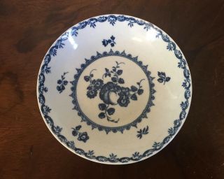 Antique 18th c.  Worcester Porcelain Tea Saucer Plate Bowl Blue & White 3