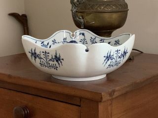 9 " Antique Meissen Blue Onion Serving Bowl Crossed Swords Dish 1st Quality