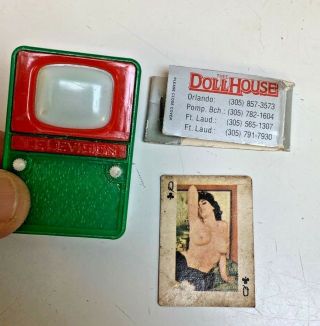 Vintage 1950s Nudie Peep Show Television ,  Card,  Burlesque Matches