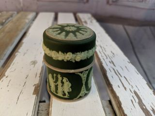 Vintage Wedgwood Jasperware Green Matchbox Box Mini Trinket Antique