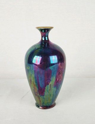 Antique Art Nouveau Porcelain Iridescent Glazed Eggshell Vase After Zsolnay