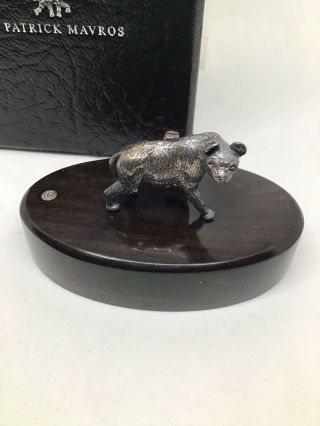 Patrick Mavros Solid Silver Hyena Animal Boxed Menu Holder