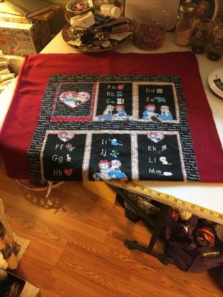 Raggedy Ann & Andy Vintage Style Unfinished Quilt Top.  30 X 52.  Awesome Piece.